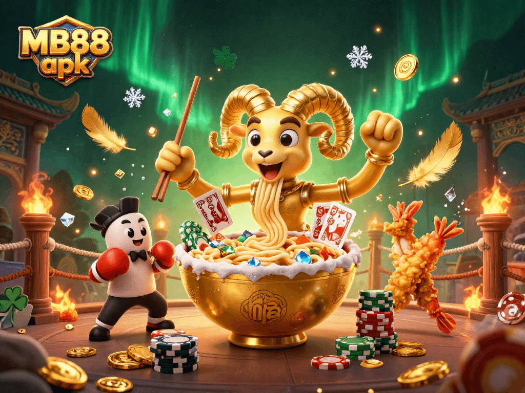 Engage with lucky spins at MB88 apk in a vibrant 3D casino scene filled with action!