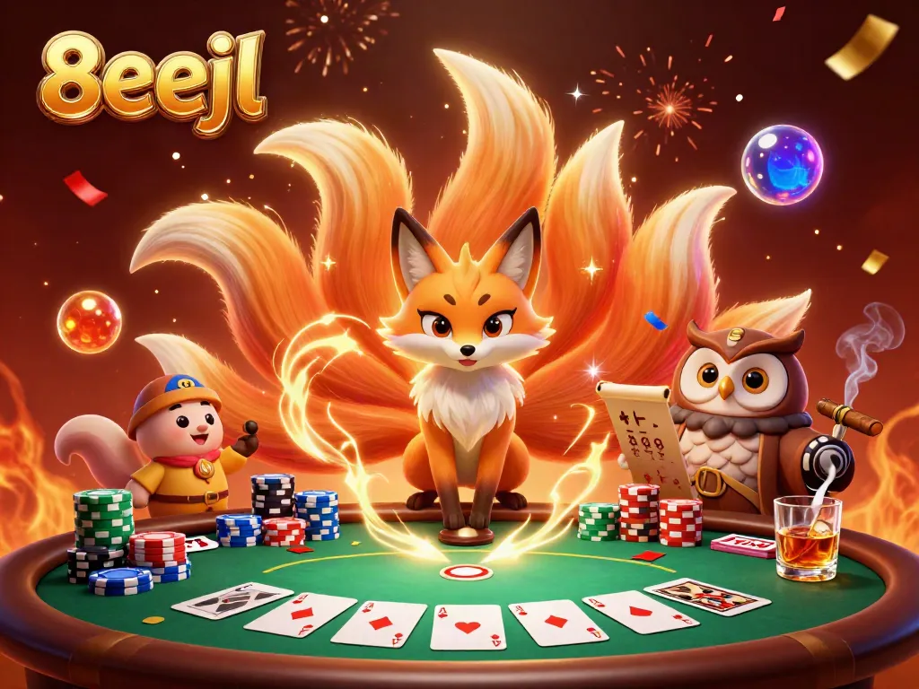 Engage in thrilling action with 8eejl as vibrant characters illuminate the excitement of poker.