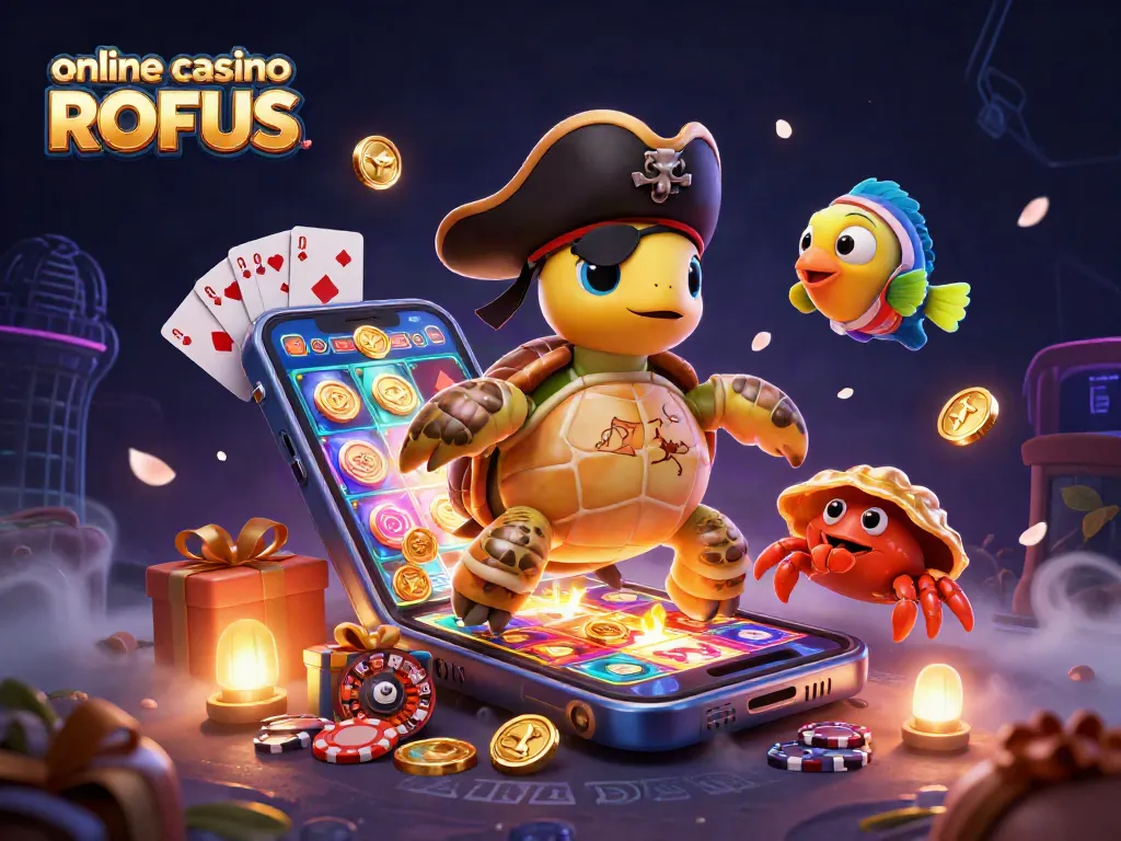 Experience excitement at an online casino uden ROFUS with a thrilling 3D cartoon illustration of vibrant characters and casino elements.