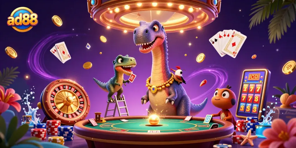 Experience thrilling moments with ad88 at a vibrant casino scene filled with rich details and excitement.