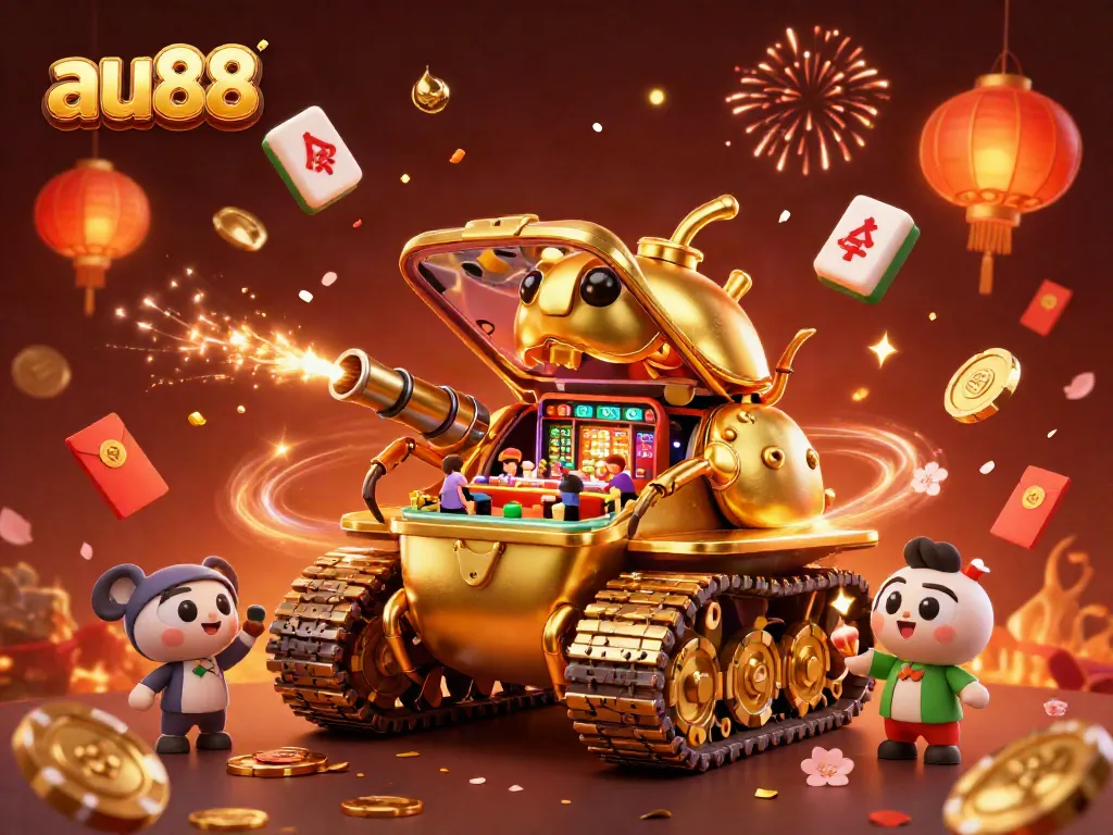 Experience the excitement of au88 in a colorful 3D casino scene filled with joy and vibrant elements.
