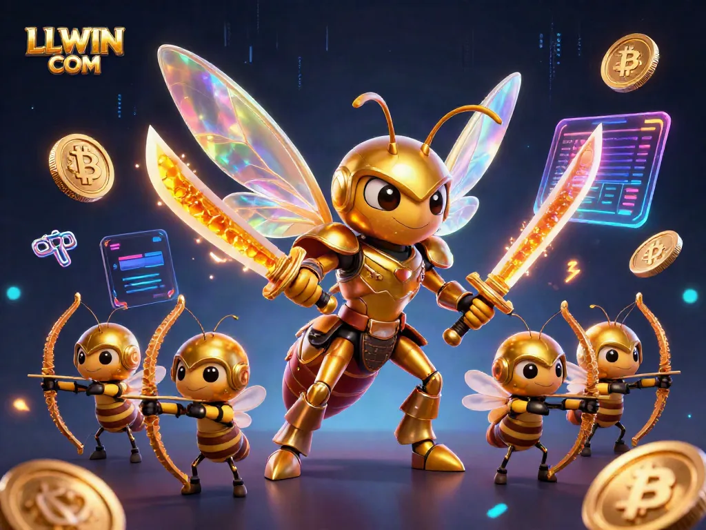 Experience stunning gameplay at LLWIN COM with engaging 3D visuals, including a golden hornet samurai.