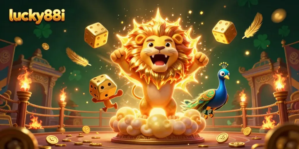 Engage in exciting bets with lucky88i, surrounded by gold coins and thrilling casino elements.