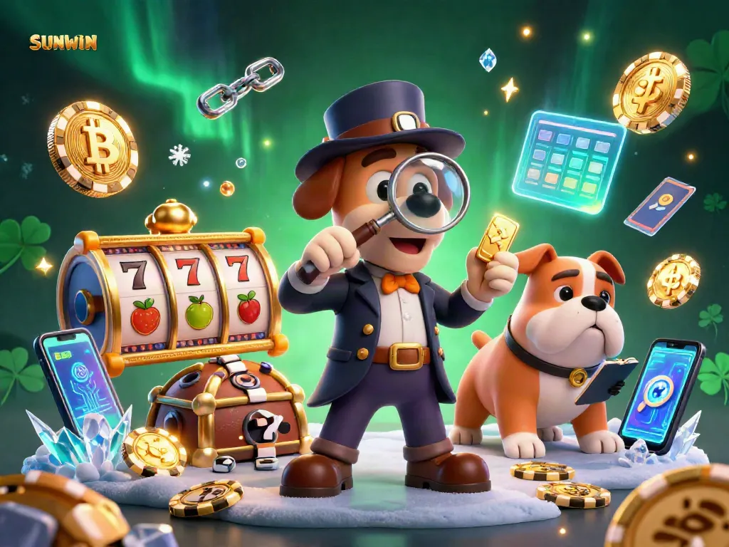 SUNWIN enhances gameplay with a detective uncovering hidden treasures in a vibrant casino scene.