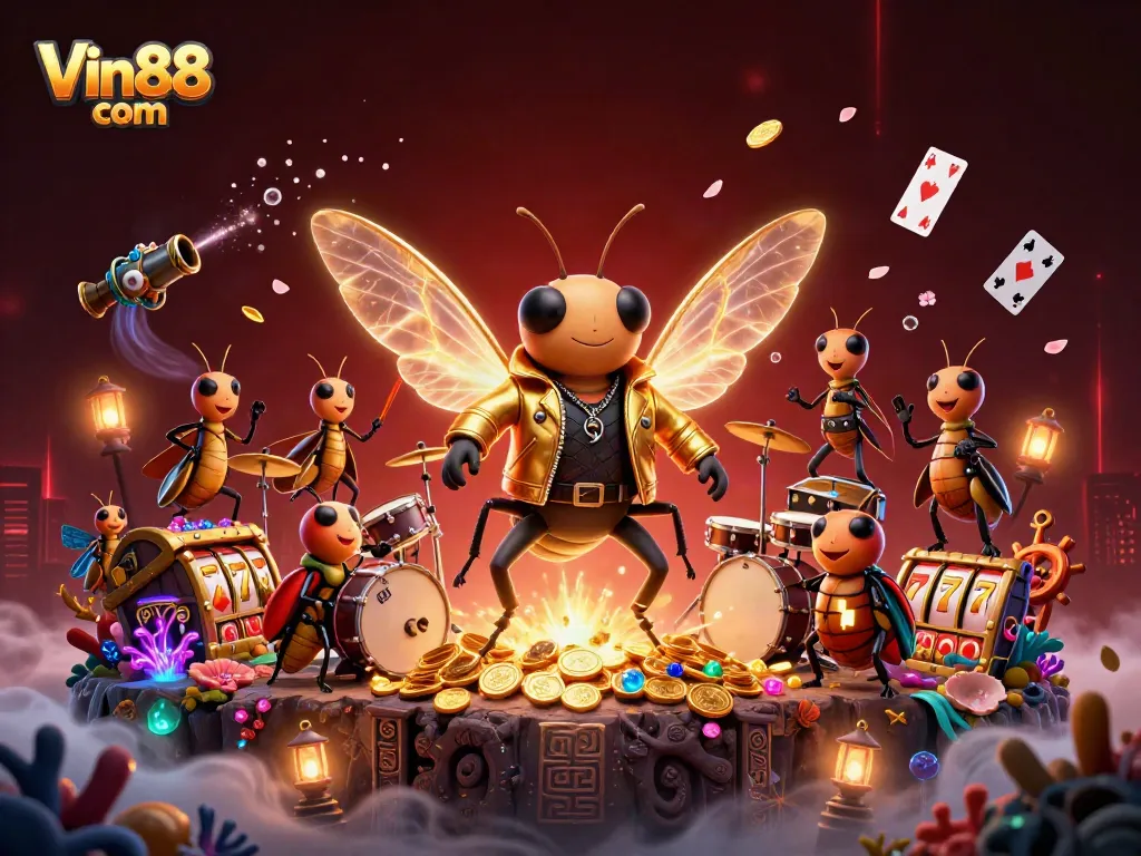 Experience excitement at Vin88 com with our dynamic casino-themed 3D illustration.