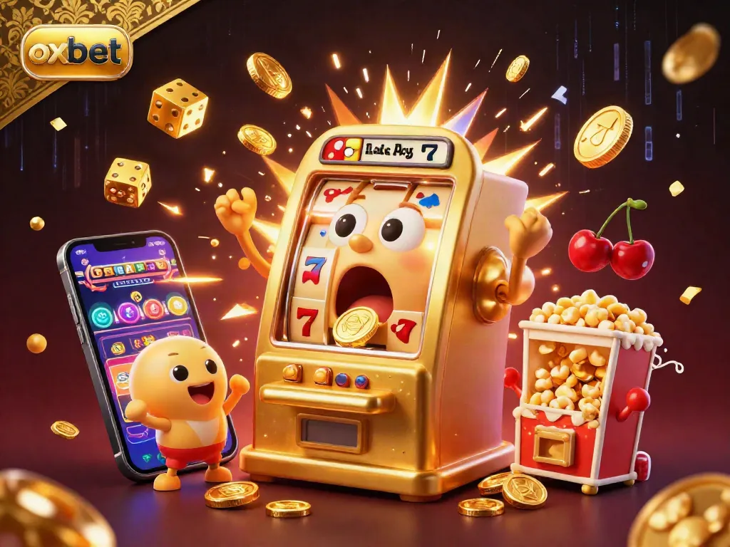 Experience excitement at OXBET with a jackpot-winning slot machine pouring coins!
