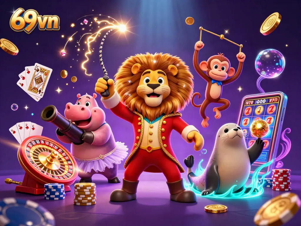 Experience thrilling casino games at 69vn with engaging characters and vibrant animations.